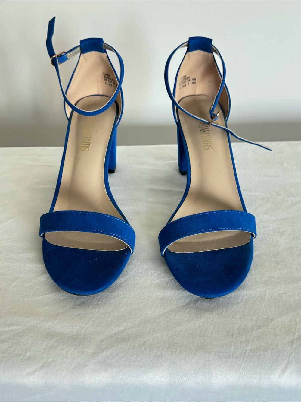 Blue Women's Ankle Strap Block Heel Sandals